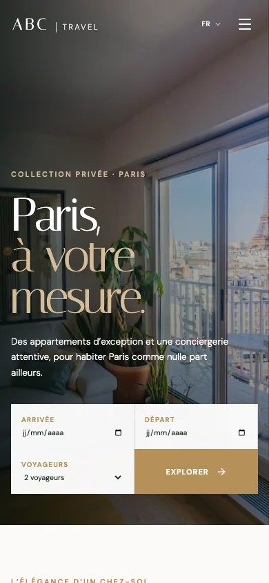 Aperçu mobile du site ABC Travel conçu par Agence Digi