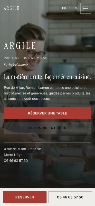 Aperçu mobile du site Argile conçu par Agence Digi