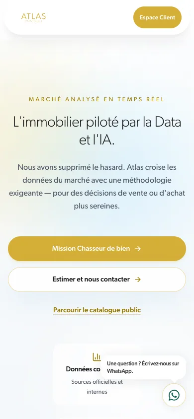 Aperçu mobile du site Atlas Immobilier conçu par Agence Digi
