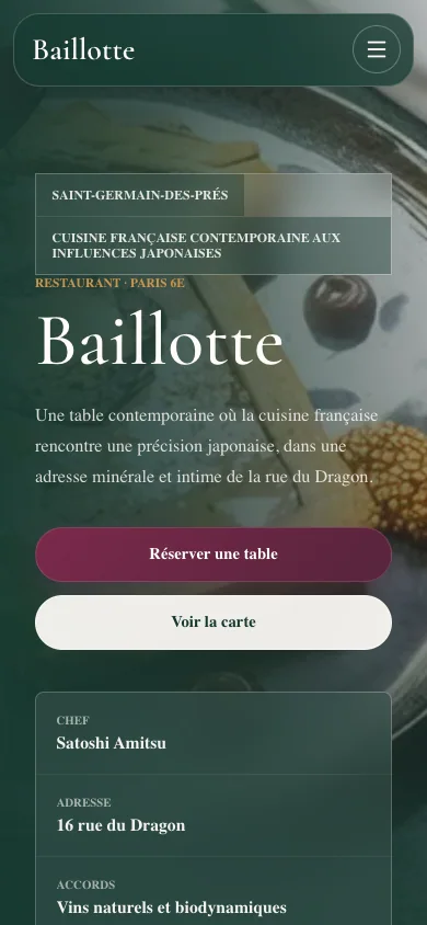 Aperçu mobile du site Baillotte conçu par Agence Digi