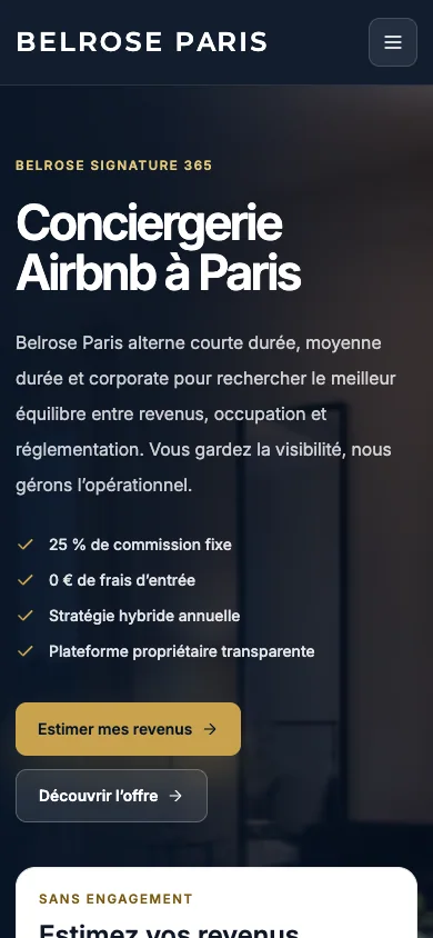 Aperçu desktop et mobile du site Belrose Paris conçu par Agence Digi