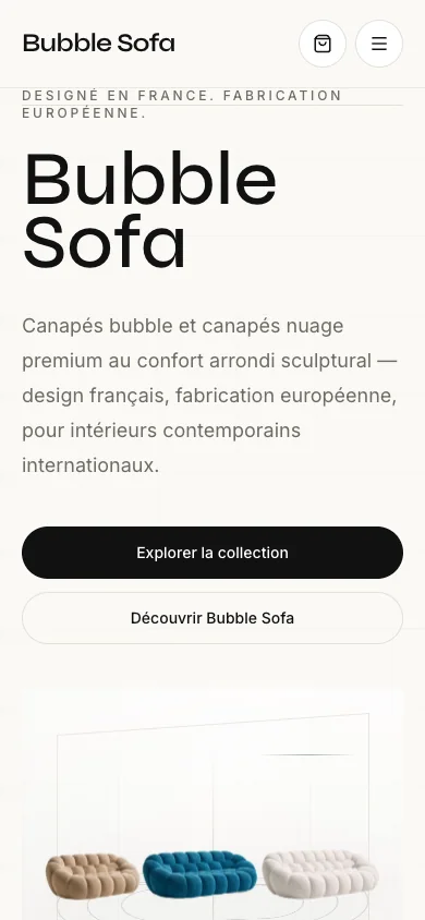 Aperçu mobile du site Bubble conçu par Agence Digi