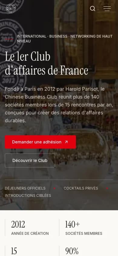 Aperçu mobile du site Chinese Business Club conçu par Agence Digi