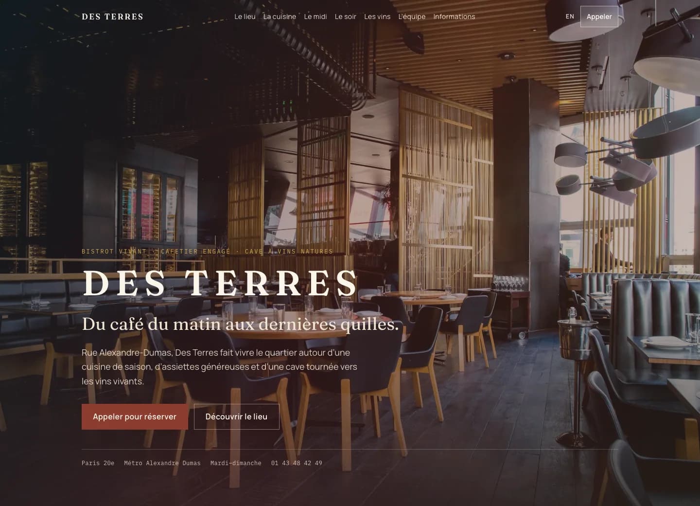 Aperçu desktop du site Des Terres conçu par Agence Digi