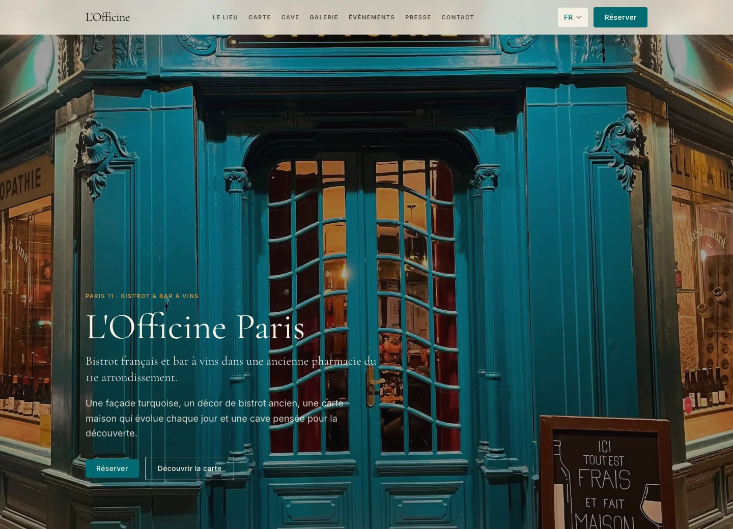 Aperçu desktop du site L’Officine Paris conçu par Agence Digi