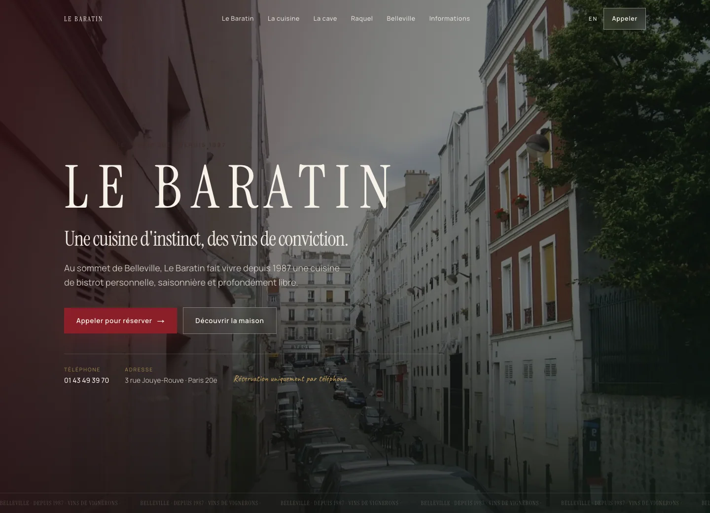 Aperçu desktop du site Le Baratin conçu par Agence Digi