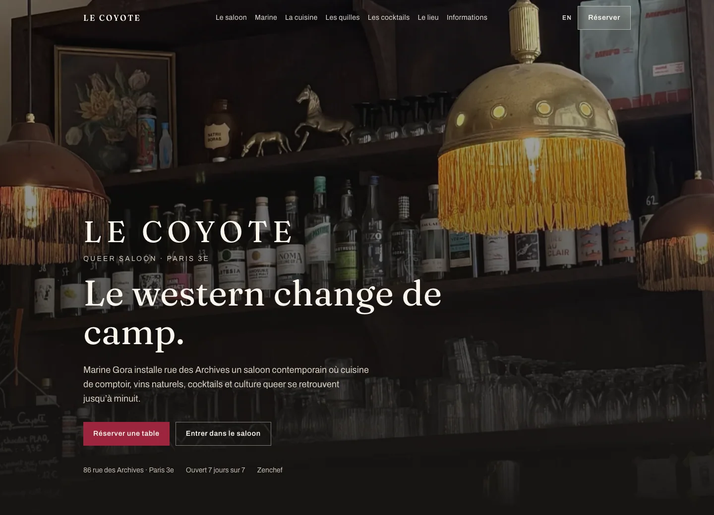Site Le Coyote, version ordinateur