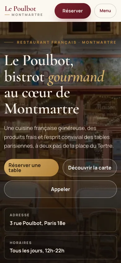 Aperçu mobile du site Le Poulbot conçu par Agence Digi