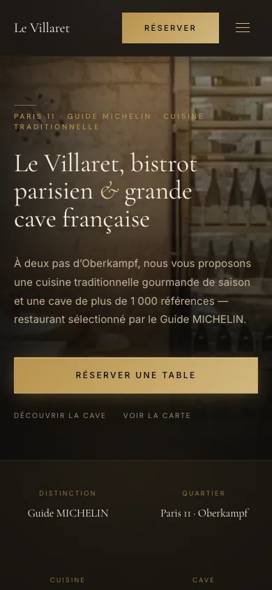 Aperçu mobile du site Le Villaret conçu par Agence Digi