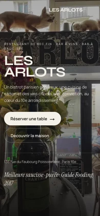 Aperçu mobile du site Les Arlots conçu par Agence Digi