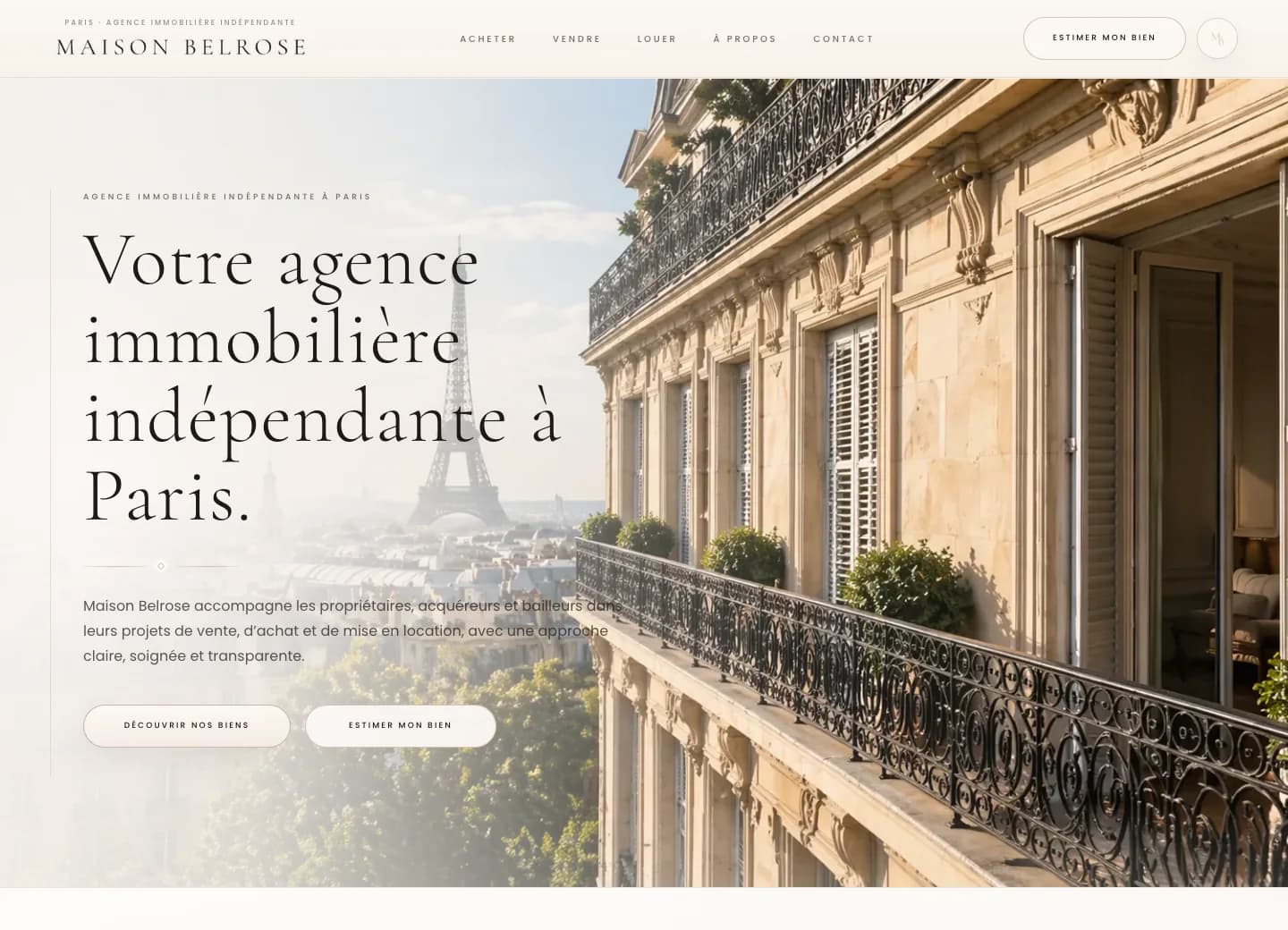Aperçu desktop et mobile du site Maison Belrose conçu par Agence Digi