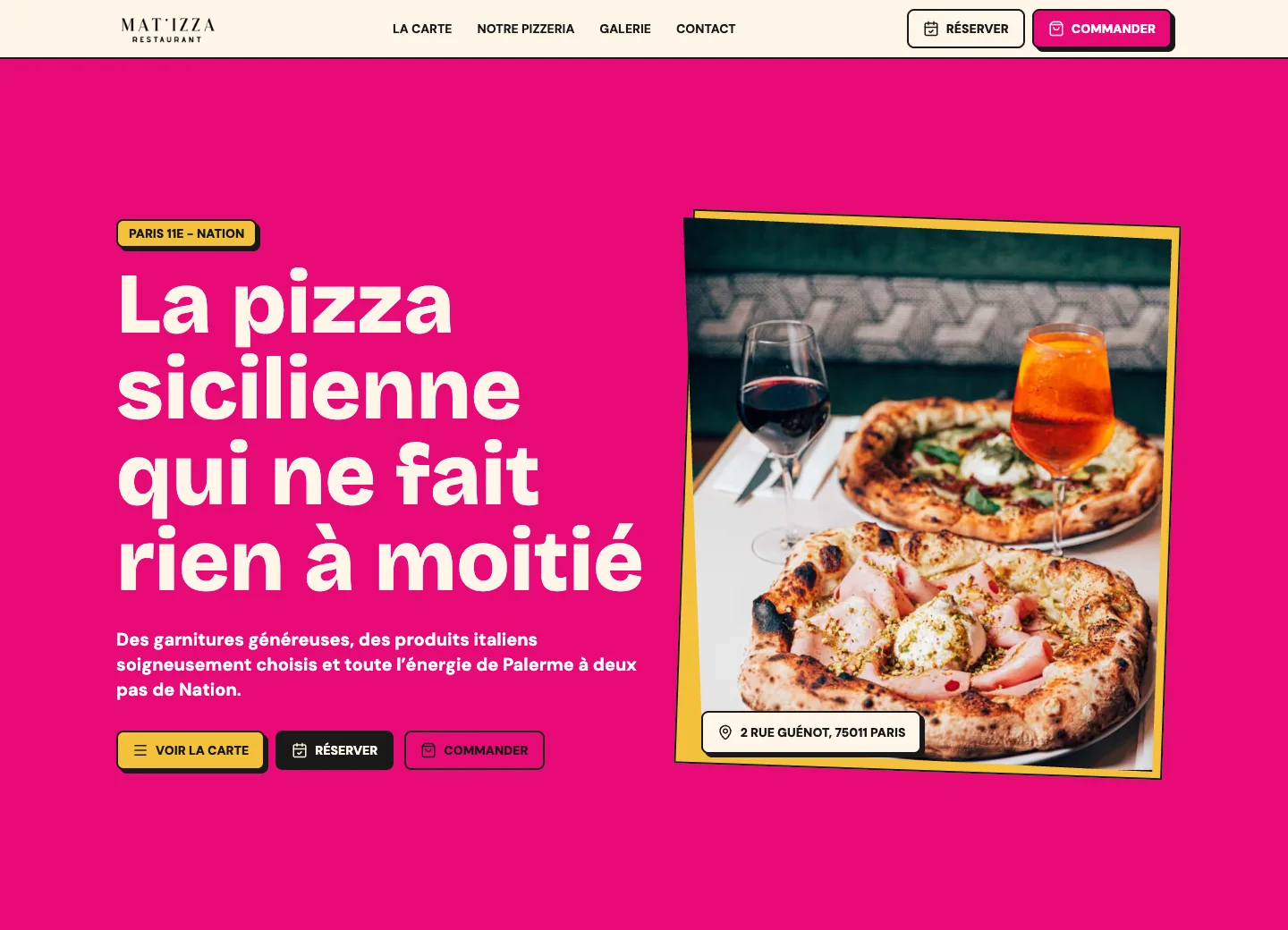 Site Matizza, version ordinateur