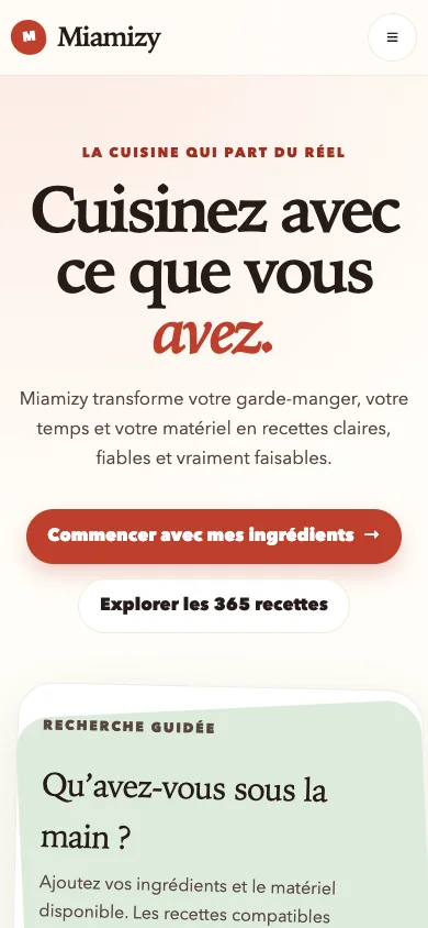 Aperçu mobile du site Miamizy conçu par Agence Digi