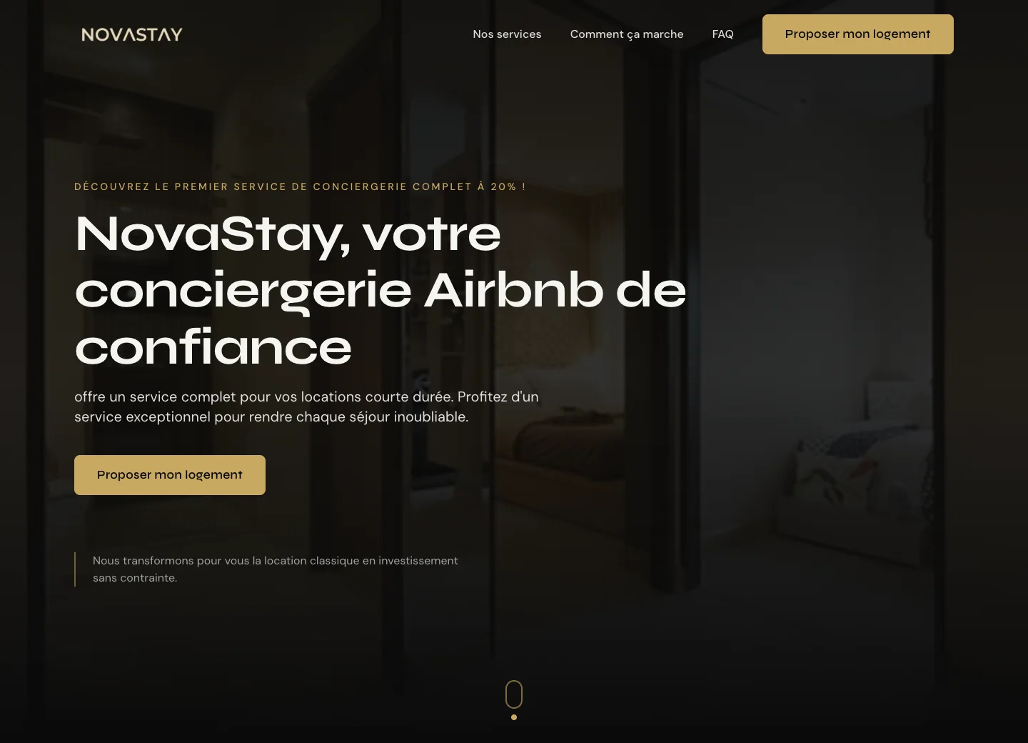 Aperçu desktop du site Novastay conçu par Agence Digi