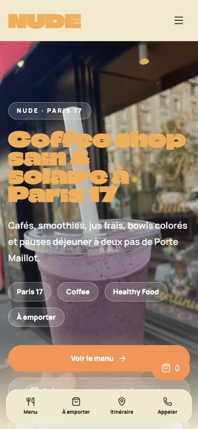Aperçu mobile du site Nude conçu par Agence Digi