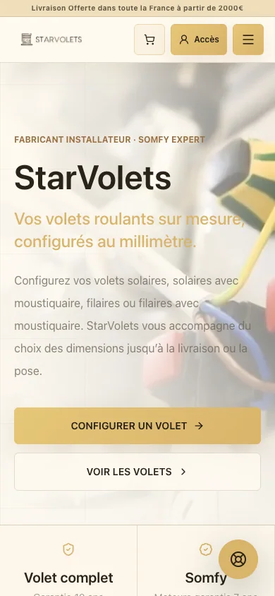 Aperçu mobile du site Starvolets conçu par Agence Digi