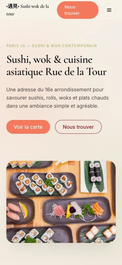 Aperçu mobile du site Sushi Wok de la Tour conçu par Agence Digi