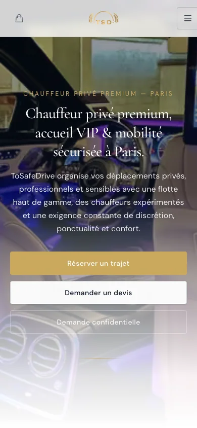 Aperçu mobile du site To Safe Drive conçu par Agence Digi