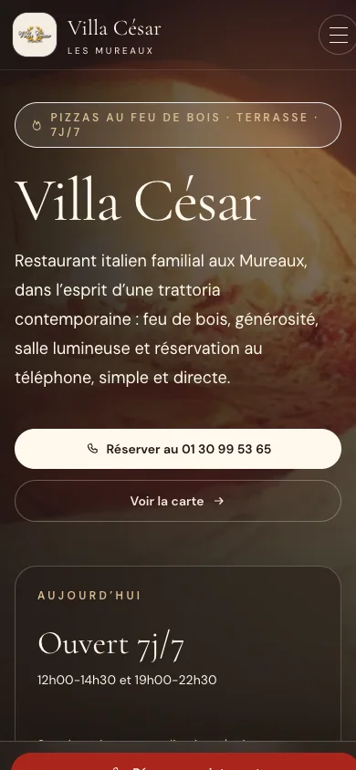 Aperçu mobile du site Villa César conçu par Agence Digi
