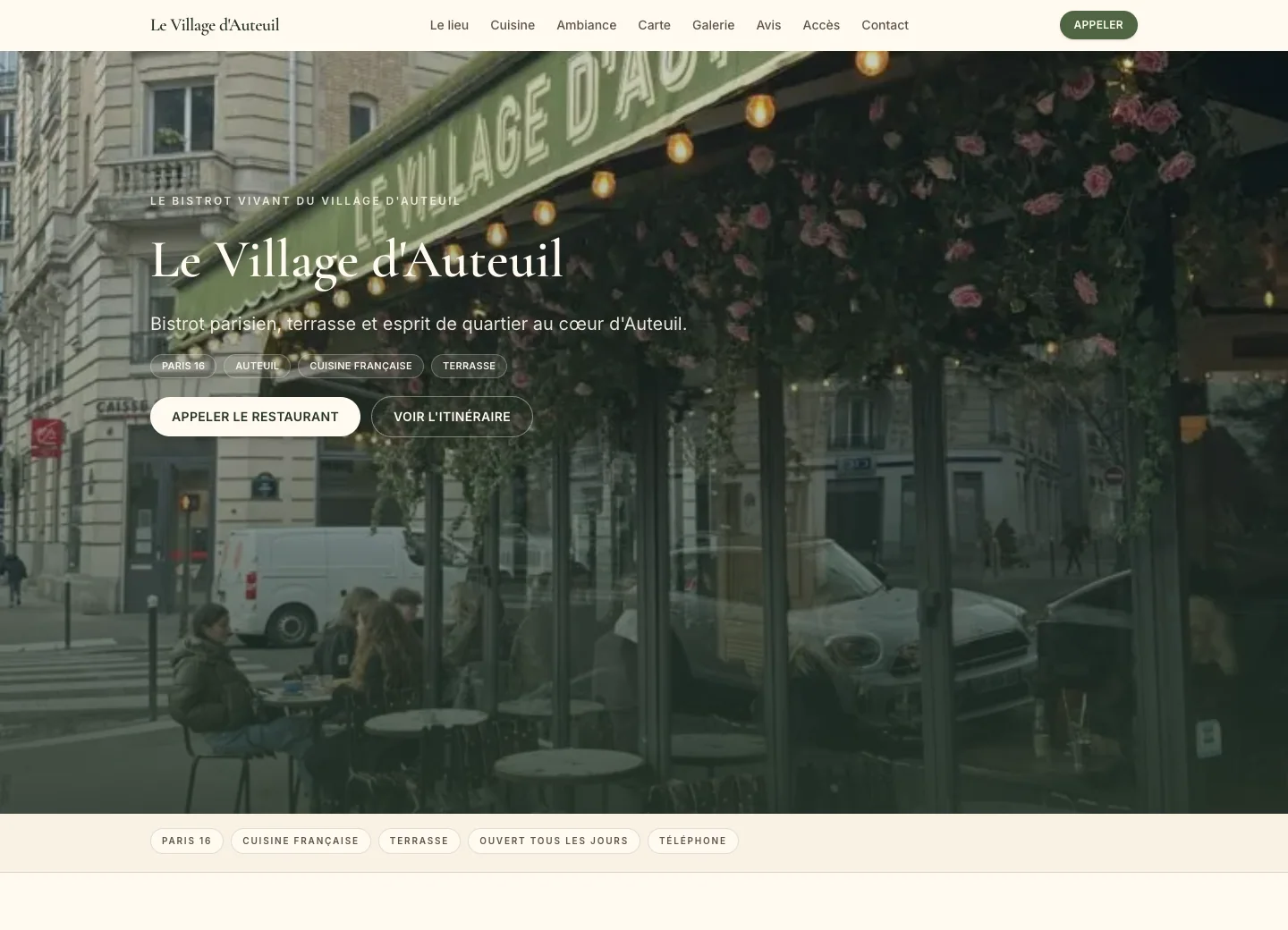 Aperçu desktop du site Le Village d’Auteuil conçu par Agence Digi